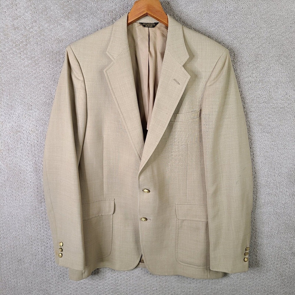 Vintage Palm Beach‎ Levis Strauss Jacket Mens 46XL Beige Sport Coat Gold Buttons